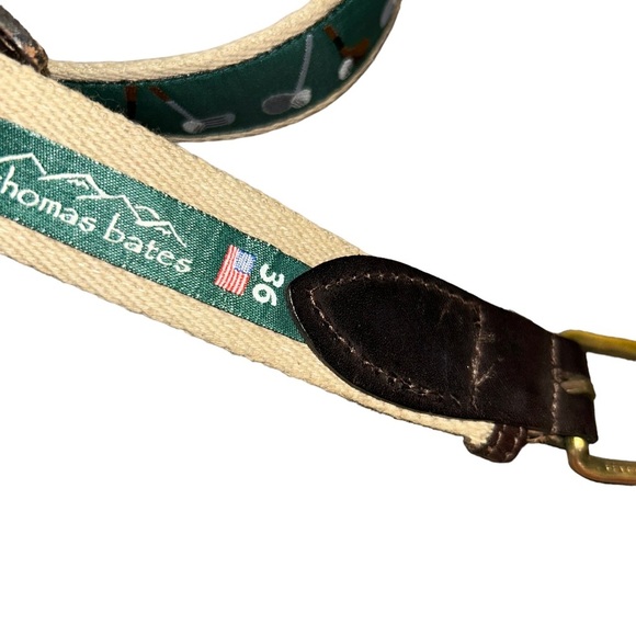 Men Thomas bates tan leather belt golf balls clubs print size 36 - Picture 4 of 4